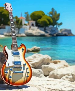 Electric Guitar Seaside Diamond Painting