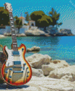 Electric Guitar Seaside Diamond Painting