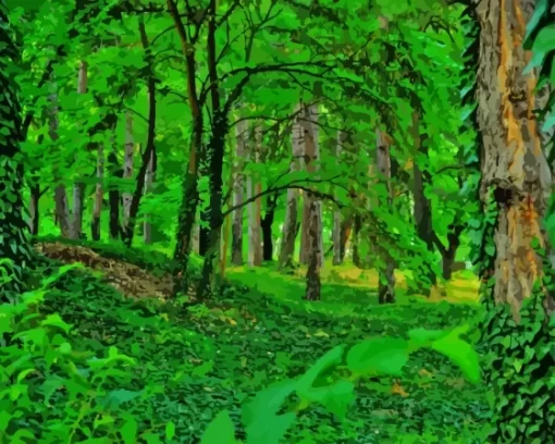 Forest Greenery Trees Diamond Painting