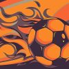 Illustration Soccer Ball On Fire Diamond Painting