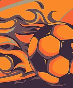 Illustration Soccer Ball On Fire Diamond Painting