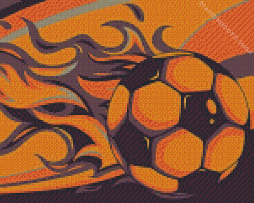 Illustration Soccer Ball On Fire Diamond Painting