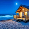 Night Beach Cabin Diamond Painting