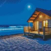 Night Beach Cabin Diamond Painting