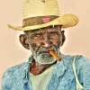 Old African Man Smoking Cigar Diamond Painting