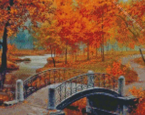 Old Country Bridge In Autumn Diamond Painting