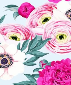 Pink Peonies And Ranunculus Diamond Painting