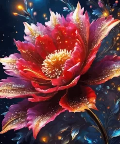 Red Magical Flower Diamond Painting