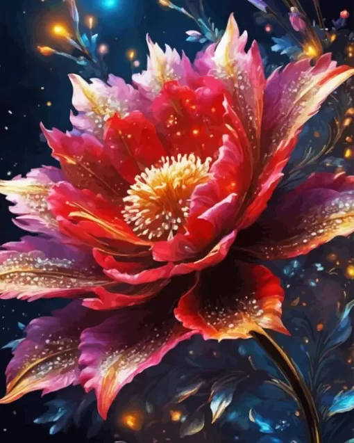 Red Magical Flower Diamond Painting