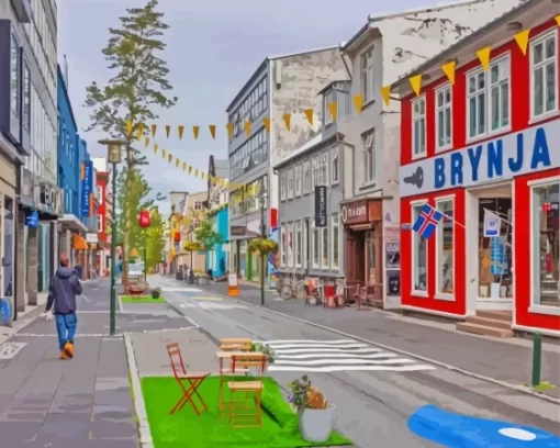 Reykjavik City Streets Diamond Painting