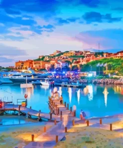 Sardinia Harbor Sunset Time Diamond Painting