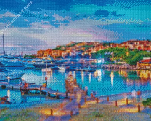 Sardinia Harbor Sunset Time Diamond Painting