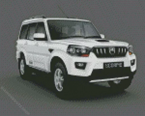 Scorpio White Car Diamond Painting