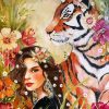 Tiger And Woman Diamond Painting