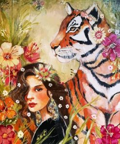 Tiger And Woman Diamond Painting