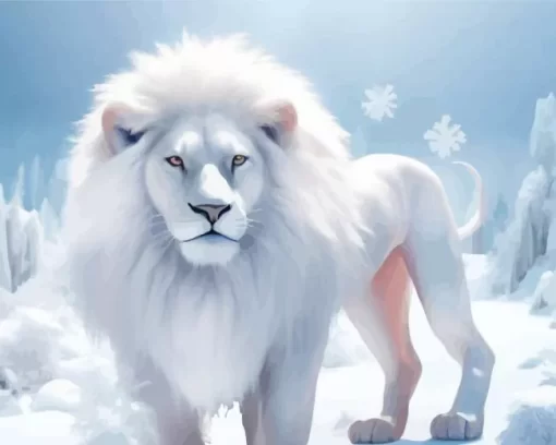 White Snow Lion Diamond Painting