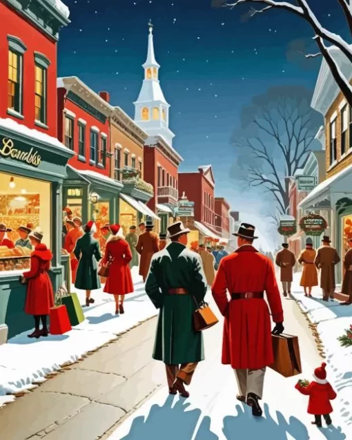 Winter Vintage Christmas Evening Diamond Painting