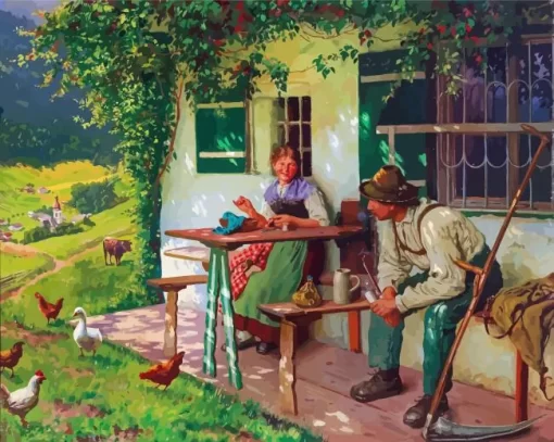 Young Farming Couple Diamond Painting