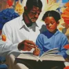 Black Father And Child Reading Diamond Painting