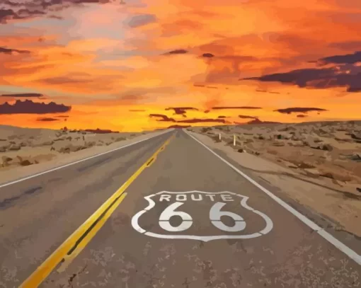 Sunset On Route 66 Diamond Painting