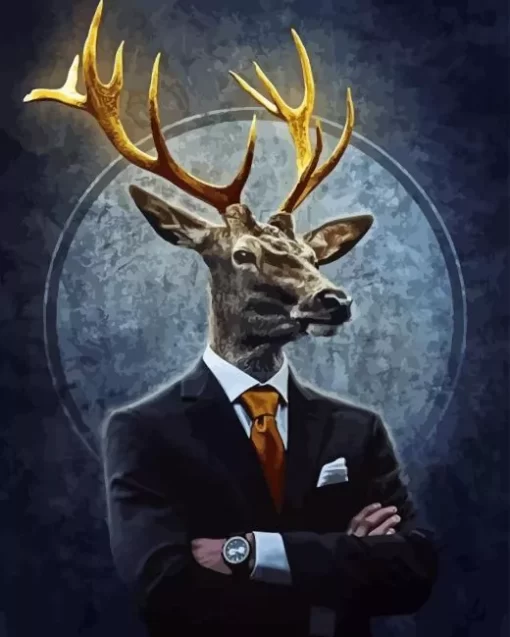 Deer Wearing Clothes Diamond Painting