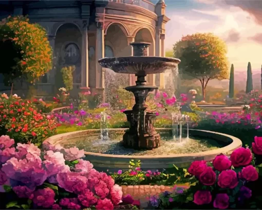 floral fountain Diamond By Numbers