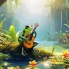 Frog Playing Guitar In Jungle Diamond Painting