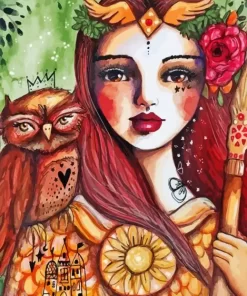 Girl And Eagle Diamond Painting