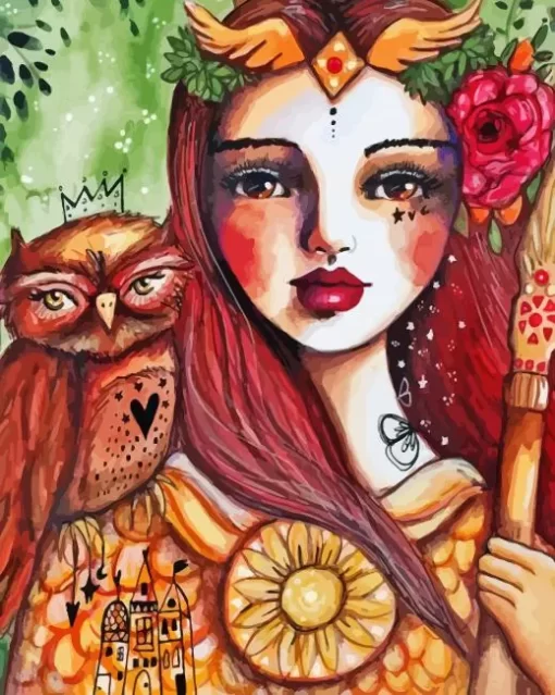 Girl And Eagle Diamond Painting