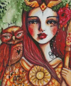 Girl And Eagle Diamond Painting