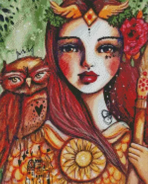 Girl And Eagle Diamond Painting