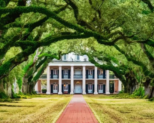 Oak Alley Plantation Entrance Diamond Painting