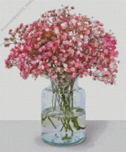 Pink White Baby Breath Flowers Diamond Painting