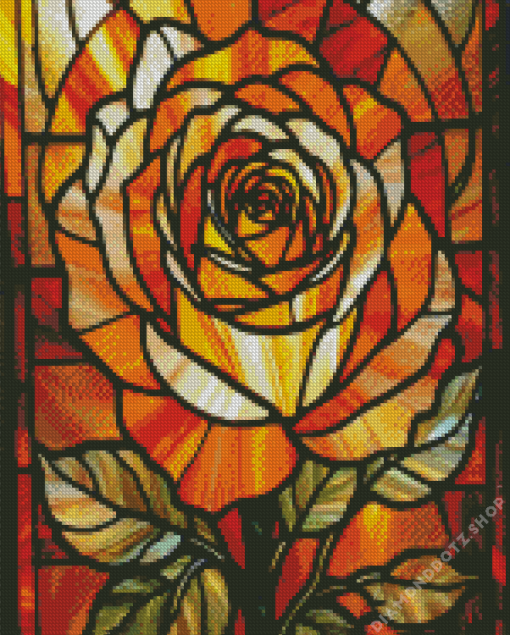 Rose With Stained Glass Diamond Painting