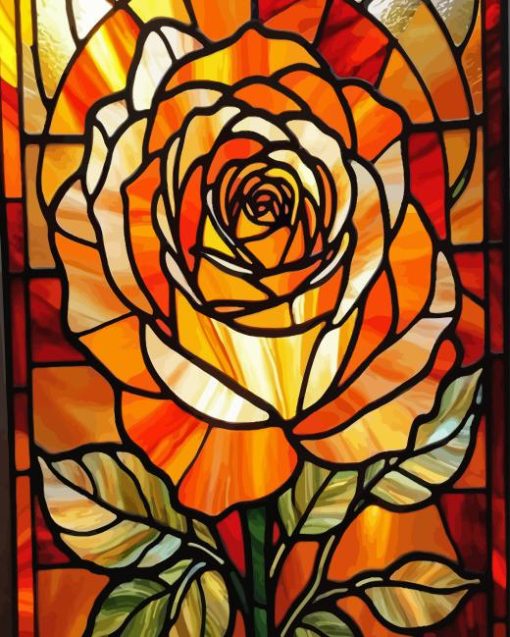 Rose With Stained Glass Diamond Painting