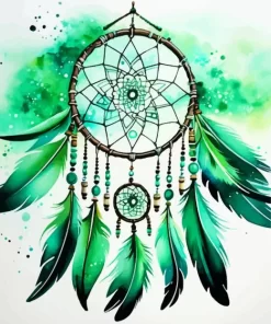 Green Dream Catcher Diamond Painting