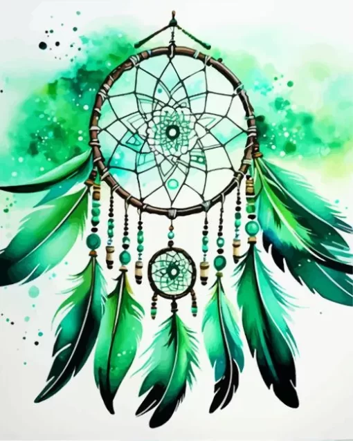 Green Dream Catcher Diamond Painting