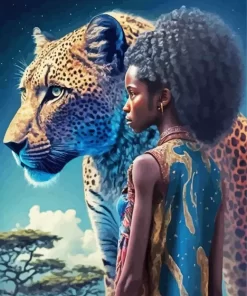 African Black Woman By Leopard Diamond Painting