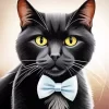 Black Cat By Bow Tie Diamond Painting