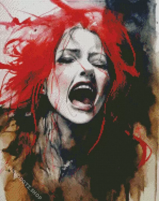 Abstract Lady Crying And Screaming Diamond Painting