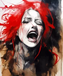 Abstract Lady Crying And Screaming Diamond Painting