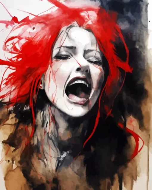 Abstract Lady Crying And Screaming Diamond Painting