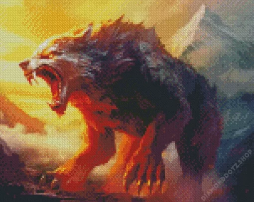 Aesthetic Fenrir Wolf Diamond Painting