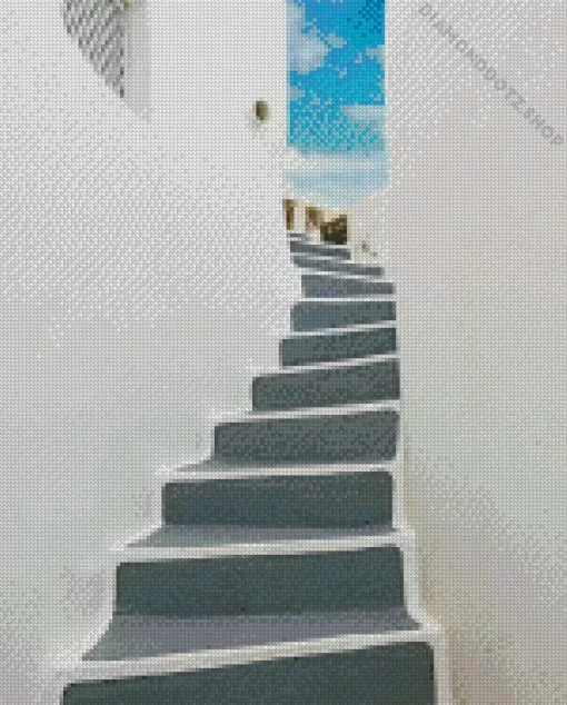 Aesthetic Greece Stairs Diamond Painting