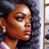 African Black Woman Crying Diamond Painting