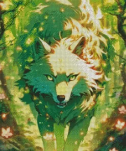 Animated Green Wolf Art Diamond Painting