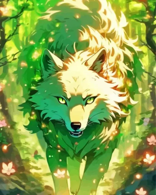 Animated Green Wolf Art Diamond Painting