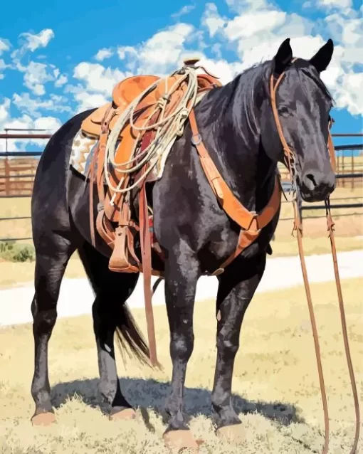 Black Western Horse Diamond Painting