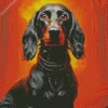 Black Wiener Dog Long Hair Diamond Painting