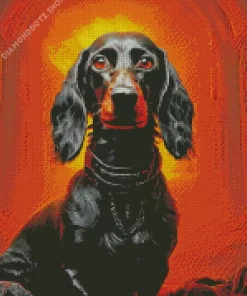 Black Wiener Dog Long Hair Diamond Painting